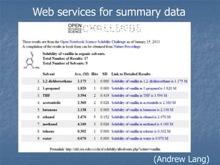 Web services for summary data




                      (Andrew Lang)
 