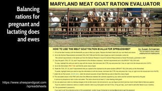 Balancing
rations for
pregnant and
lactating does
and ewes
https://www.sheepandgoat.com
/spreadsheets
 