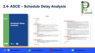 2.4- ASCE – Schedule Delay Analysis
@magedkom /in/magedkom ArabPlanners @profplanner
 