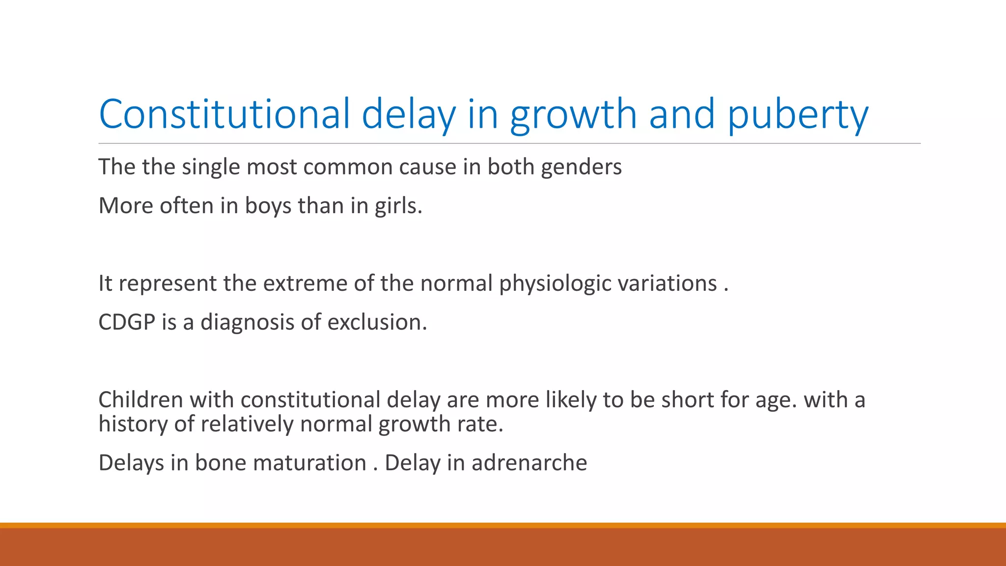 Delayed puberty , etiology , diagnostic approach | PPTX