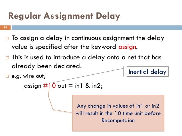 continuous assignment delay in verilog