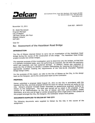 2011 Delcan report on the Hazeldean Bridge for City of Ottawa