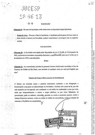 Paraconferirooriginal,acesseositehttps://esaj.tjsp.jus.br/esaj,informeoprocesso2099602-08.2015.8.26.0000ecódigo184B515.
Estedocumentofoiprotocoladoem03/07/2015às14:17,écópiadooriginalassinadodigitalmenteporTribunaldeJusticaSaoPauloeCELSODEFARIAMONTEIRO.
fls. 175
 