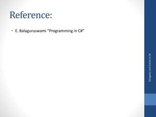 Delegates and events in C# | PPTX