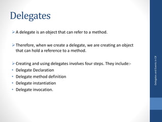 Delegates and events in C# | PPTX