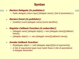Delegates and Events in Dot net technology | PPT