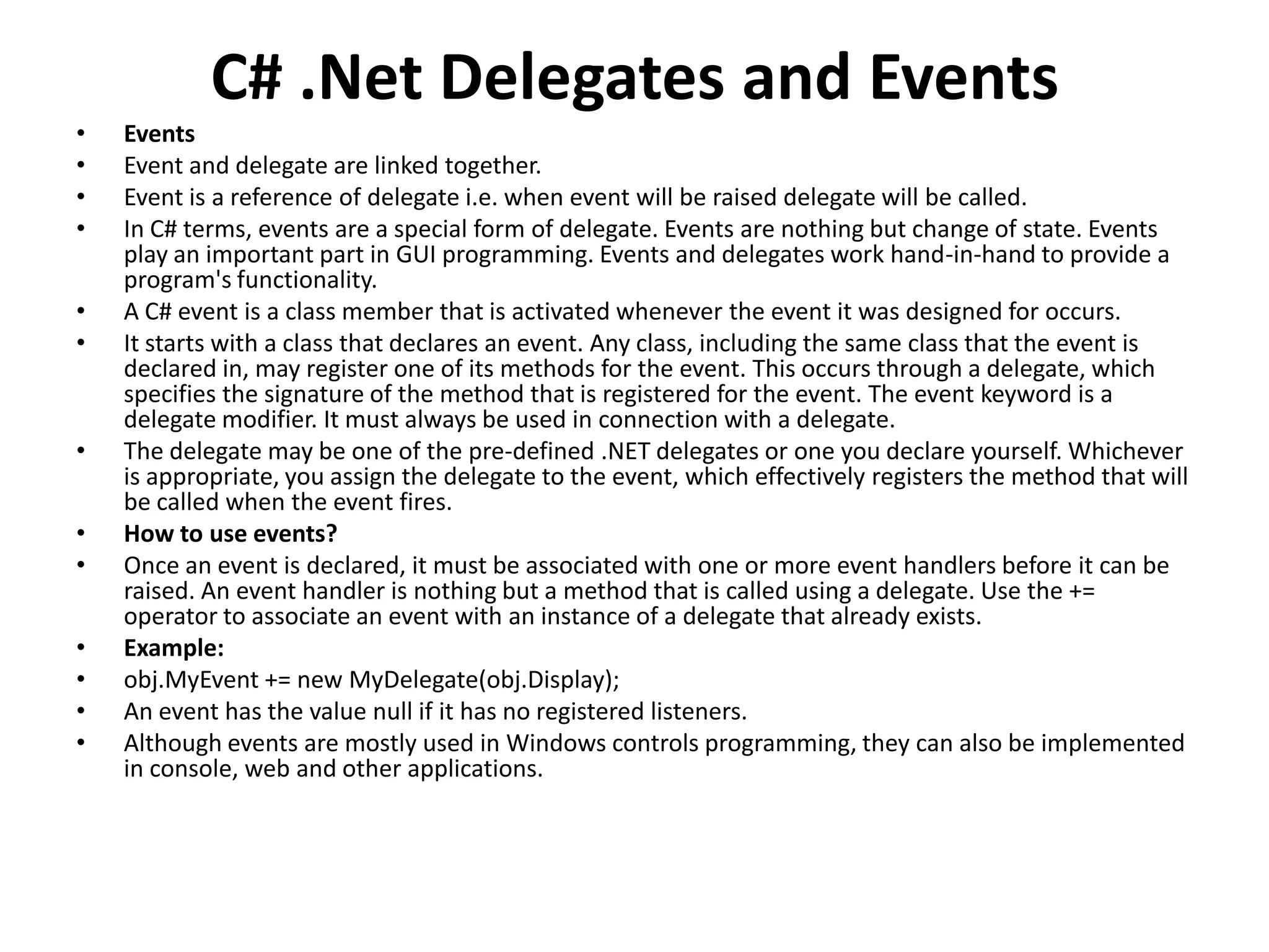 Delegates and events | PPTX