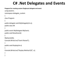 Programming Delegates Delegates and events | PPTX | Programming Languages | Computing