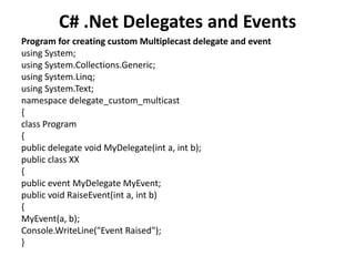 Delegates and events | PPTX | Programming Languages | Computing