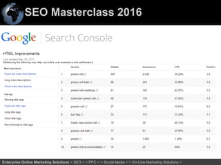 SEO Masterclass 2016
10Enterprise Online Marketing Solutions < SEO > < PPC > < Social Media > < On-Line Marketing Solutions >
 