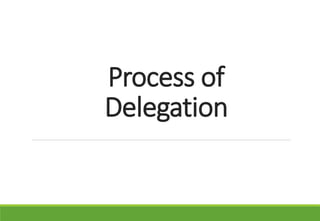 Process of
Delegation
 