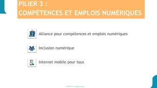 © BOSA 2017. All rights reserved
PILIER 3 :
COMPÉTENCES ET EMPLOIS NUMÉRIQUES
Alliance pour compétences et emplois numériques
Inclusion numérique
Internet mobile pour tous
11
 
