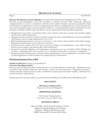 Michelle deLeon, Resume 2010