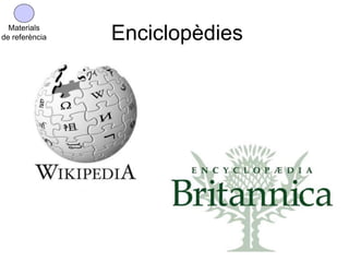 Materials
de referència   Enciclopèdies
 