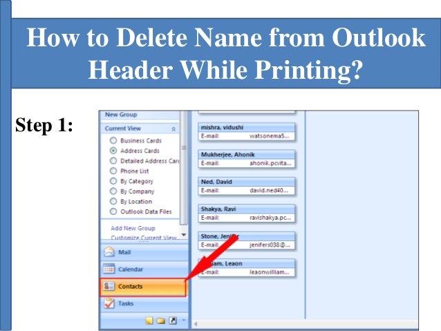 How to Deleted Name From Outlook Email Header While Printing