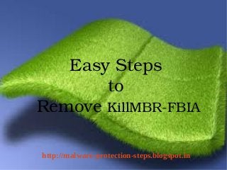 Easy Steps 
       to 
Remove KillMBR­FBIA

    http://malware-protection-steps.blogspot.in
 
 