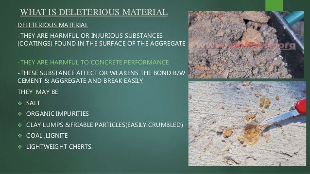 Deleterious materials in aggregates