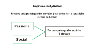 Empirismo e Subjetividade
Somente uma psicologia das afecções pode constituir a verdadeira
ciência do homem
 
