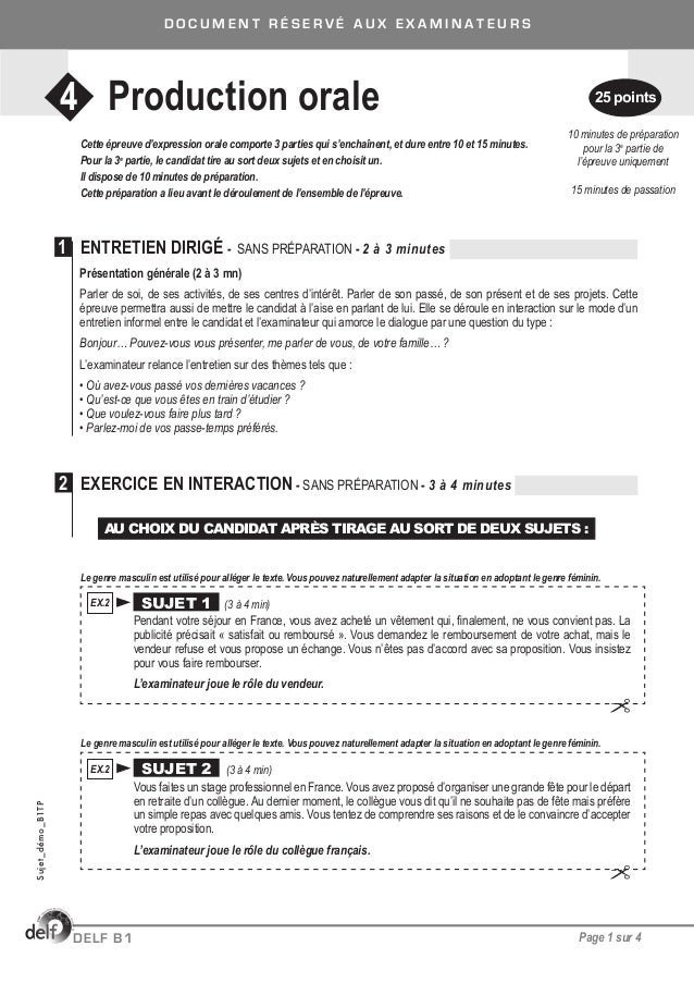Delf dalfb1tpexaminateursujetdemo
