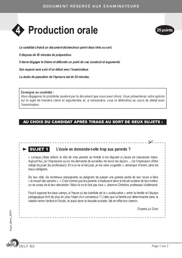 Delf dalfb2tpexaminateursujetdemo