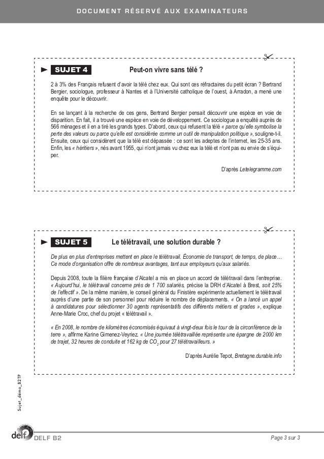 Delf dalfb2tpexaminateursujetdemo