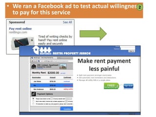 • We ran a Facebook ad to test actual willingness2
  to pay for this service




                                                 107
 