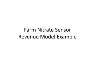 Farm Nitrate Sensor
Revenue Model Example
 