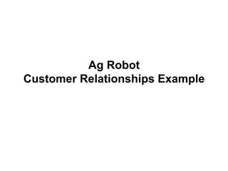 Ag Robot
Customer Relationships Example
 
