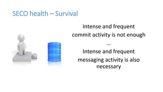 SECO health – Survival
Intense and frequent
commit activity is not enough
…
Intense and frequent
messaging activity is also
necessary
 