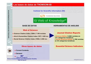 Las bases de datos de THOMSOM-ISI

                                                 Institute for Scientific Information (...