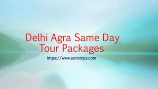 Delhi Agra Same Day
Tour Packages
https://www.aonetrips.com
 