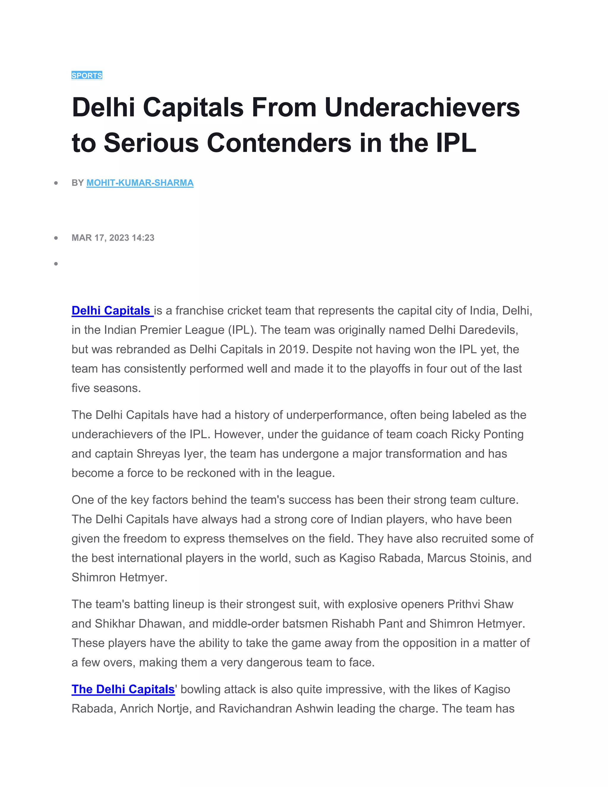 Delhi Capitals Pdf