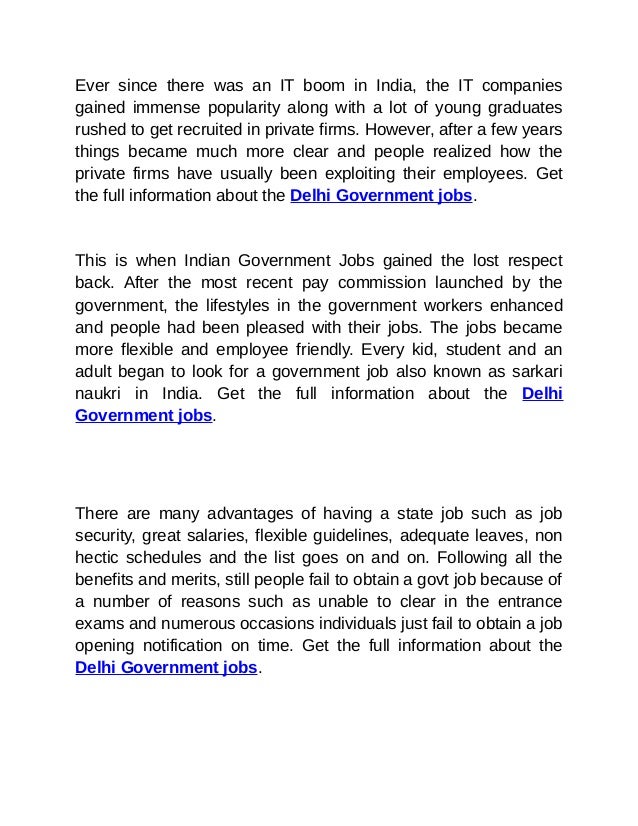 Delhi government jobs