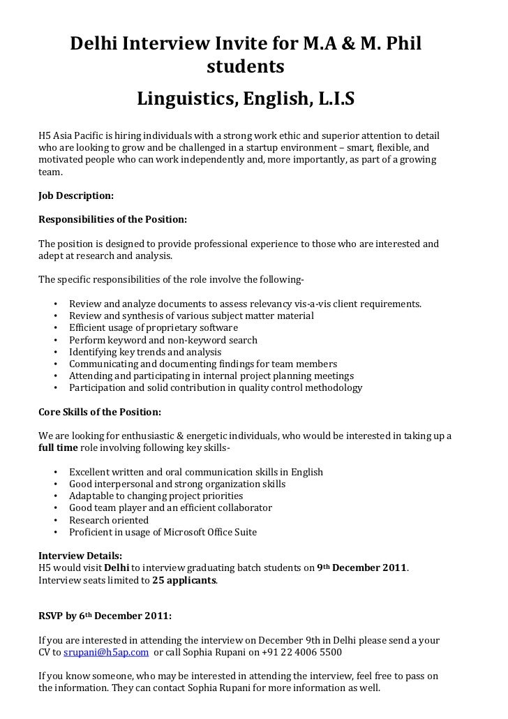Delhi Interview Invite