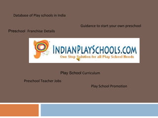 Play School Promotion Preschool Teacher Jobs Database of Play schools in India Guidance to start your own preschool Play School  Curriculum Pres chool   Franchise   Details 