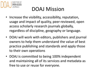 Directory of Open Access Journals [DOAJ] – An introduction and more | PPTX