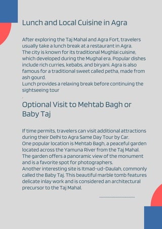Complete Guide to Delhi To Agra Same One Day Tour By Car | PDF