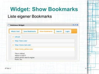 Widget: Show Bookmarks Liste eigener Bookmarks 