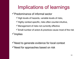What we have learned about disease risks and food safety in the informal food sector 