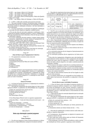 Diário da República, 2.ª série — N.º 236 — 7 de Dezembro de 2007                                                                            35281

   b) ZH2 — que integra o Bairro de S. Bernardo;                               2 — Para além do cumprimento das normas legais em vigor, nomeada-
   c) ZH3 — que integra o Bairro das Palmeiras;                              mente do RGEU e legislação específica dos empreendimentos turísticos,
   d) ZH4 — que integra um conjunto edificado;                               os parâmetros de edificabilidade são os seguintes:
   e) ZH5 — que integra o Bairro do Barranquinho, o Bairro dos Quartéis
e o Bairro de S. Jorge;                                                                         Densidade       N.º
   f) ZH6 — que integra o Bairro de Santiago e o Bairro da Direcção.                  ICB
                                                                                               populacional   de pisos          Cércea máxima
                                                                                     máximo
                                                                                                 máxima       máximo
  4 — A ZH5 e a ZH6 estão incluídas numa parcela municipal.
  5 — Nas zonas referidas no número 3 do presente artigo, as operações
de loteamento têm por fim a constituição de lotes destinados a conferir       ZT1     0,20    45 Hab/ Ha                 6,5 m para alojamentos e
autonomia jurídica às habitações existentes e de lotes destinados a                                                        8 m para estabelecimentos
                                                                              ZT2     0,30    75 Hab/ Ha         2
novas edificações.                                                                                                         hoteleiros e outros equipa-
  6 — As novas construções e as operações de ampliação, reabilitação                                                       mentos turísticos.
ou renovação deverão respeitar as seguintes condições gerais:
                                                                                3 — Na ZT2, caso se opte pela construção de uma unidade hoteleira,
   a) No caso das obras de renovação, ampliação e reabilitação, a inter-     esta poderá implantar-se no terreno aproveitando a sua topografia, isto é
venção deverá respeitar a tipologia construtiva, a cércea, o alinhamento à   poderá desenvolver-se em socalcos, podendo dar origem a um edifício
frente do arruamento bem como a dimensão e ritmo de vãos que existiam
                                                                             com mais de 2 pisos, desde que nas empenas, alçados laterais ou cortes
nas edificações originais;
   b) As novas construções deverão respeitar a imagem urbana quanto          não exista mais do que dois pisos sobrepostos e 8m de cércea.
a volumetrias, implantação no terreno, formas de agrupamento das                4 — Na ZT2, as estruturas urbanas constituídas pelo Bairro do Serri-
construções, materiais e cores, tipos de cobertura;                          nho, S. João e Especializados não poderão ser demolidas, sendo apenas
   c) Respeitar os seguintes parâmetros de edificabilidade:                  permitido a sua reabilitação e adaptação para uso turístico, excepto nos
   i) Nas zonas ZH1, ZH2, ZH3 e ZH4 o índice de construção bruto             casos em seja tecnicamente desaconselhável.
máximo é de 0,30 e o número máximo de pisos é de 2,                             5 — Na ZT2, as novas construções deverão respeitar uma distância
   ii) Nas zonas ZH5 e ZH6 o índice de construção bruto máximo é de          mínima de 75 m aos limites da ETAR.
0,22 e número máximo de pisos é de 1;                                           6 — Os projectos a desenvolver para as zonas turísticas têm de res-
   d) Os anexos ou garagens contam para a área bruta de construção.          peitar as seguintes orientações:
   e) O índice de implantação líquido pode ir até 1,0.
                                                                                a) As construções propostas devem integrar-se harmoniosamente na
                               Artigo 28.º                                   estrutura urbana envolvente;
          Zona de Reserva para Equipamentos Colectivos                          b) As construções propostas devem organizar-se de forma nucle-
                                                                             ada;
  1 — Os equipamentos existentes nestas zonas são:                              c) Para além dos equipamentos obrigatórios para cada tipologia de
  a) Centro comunitário;                                                     empreendimento turístico admitem-se outros equipamentos de animação
  b) Residência para Idosos;                                                 turística tais como: salas de congressos e reuniões e outros equipa-
  c) Associação do Pessoal das Minas do Lousal (APML);                       mentos de índole cultural, desportiva e de saúde e estabelecimentos de
  d) Igreja;                                                                 restauração e bebidas;
  e) Infantário;                                                                d) Nos projectos dos espaços verdes devem ser preferencialmente uti-
  f) Campo de Futebol;
                                                                             lizadas as espécies constantes do Anexo I ao presente Regulamento;
  g) Polidesportivo.
                                                                                e) Não obstante o disposto na alínea, anterior, na envolvente imediata
   2 — As Zonas de Reserva para Equipamentos Colectivos destinam-            das construções existentes e projectadas podem ser consideradas espécies
-se à construção de novos equipamentos colectivos e à reabilitação e         exóticas com carácter decorativo.
ou ampliação dos existentes, nomeadamente a reabilitação do campo               f) As redes de infra-estruturas internas têm de ficar ligadas às redes
de futebol com a construção de bancadas e balneários e a criação de          gerais de infra-estruturas;
campos de ténis no núcleo desportivo e a construção de uma JI/EB1               g) A circulação pedonal deve ser assegurada em local próprio, po-
junto ao Centro Comunitário.                                                 dendo optar-se por percursos não paralelos ou adjacentes à faixa de
                                                                             rodagem.
                               Artigo 29.º                                                                  Artigo 32.º
                          Zonas de Terciário                                           Área de Reserva para Actividades Económicas
  1 — As Zonas de Terciário destinam-se à implantação de estabeleci-
mentos comerciais e de serviços.                                                1 — A Área de Reserva para Actividades Económicas destina-se à
  2 — Para além do cumprimento das normas legais em vigor, nomea-            instalação de pequena indústria compatível com a função habitacional
damente do RGEU, os parâmetros de edificabilidade são os seguintes:          nos termos da legislação em vigor, oficinas, armazéns e respectivos
                                                                             serviços de apoio e ainda à construção de um parque de estacionamento
  a) Índice de construção bruto máximo de 0,4;
  b) Número máximo de pisos de 2;                                            de transporte colectivo e individual afecto ao funcionamento da Área
  c) Cércea máxima de 8 metros.                                              Museológica Mineira.
  Artigo 30.º                                                                   2 — A aprovação de obras de construção depende da prévia realização
  Área Museológica Mineira                                                   de operação de loteamento.
                                                                                3 — Para além do cumprimento das normas legais em vigor, nomea-
  A Área Museológica Mineira inclui os seguintes equipamentos:               damente do RGEU, os parâmetros de edificabilidade são os seguintes:
  a) Descida à Mina — Centro de Ciência Interactiva do Lousal — em              a) Índice de construção bruto máximo — 0,2;
projecto;                                                                       b) Número máximo de 1 piso;
  b) Centro de Artesanato — existente;                                          c) Cércea máxima de 5 m;
  c) Museu da Central Eléctrica — existente;
                                                                                d) Afastamento mínimo das edificações aos limites posteriores do
  d) Restaurante e Café/Restaurante — existentes;
  e) Centro de Interpretação — existente.                                    lote de 5 m;
                                                                                e) Afastamento mínimo aos limites frontais do lote — 10 m.

                             SECÇÃO V                                          4 — Para além do estabelecido no número anterior serão ainda asse-
                                                                             guradas as seguintes disposições:
           Solos cuja urbanização é possível programar
                                                                                a) O carregamento, descarregamento ou depósito de materiais será
                               Artigo 31.º                                   efectuado no interior do lote;
                                                                                b) Será criada uma cortina arbórea junto aos limites do loteamento
                           Zonas Turísticas                                  com pelo menos 15 metros de largura;
  1 — Os solos que integram as Zonas Turísticas destinam-se à afecta-           c) Será assegurado o acesso de viaturas de bombeiros a todos os pontos
ção exclusiva a empreendimentos e projectos de natureza turística.           das instalações por forma a garantir a segurança contra incêndios.
 