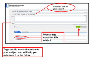 Popular tag words for this subject Tag specific words that relate to your subject and will help you reference it in the future Choose a title for your subject 