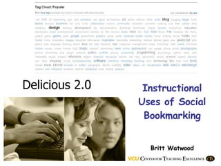 Delicious 2.0 Instructional Uses of Social Bookmarking Britt Watwood 