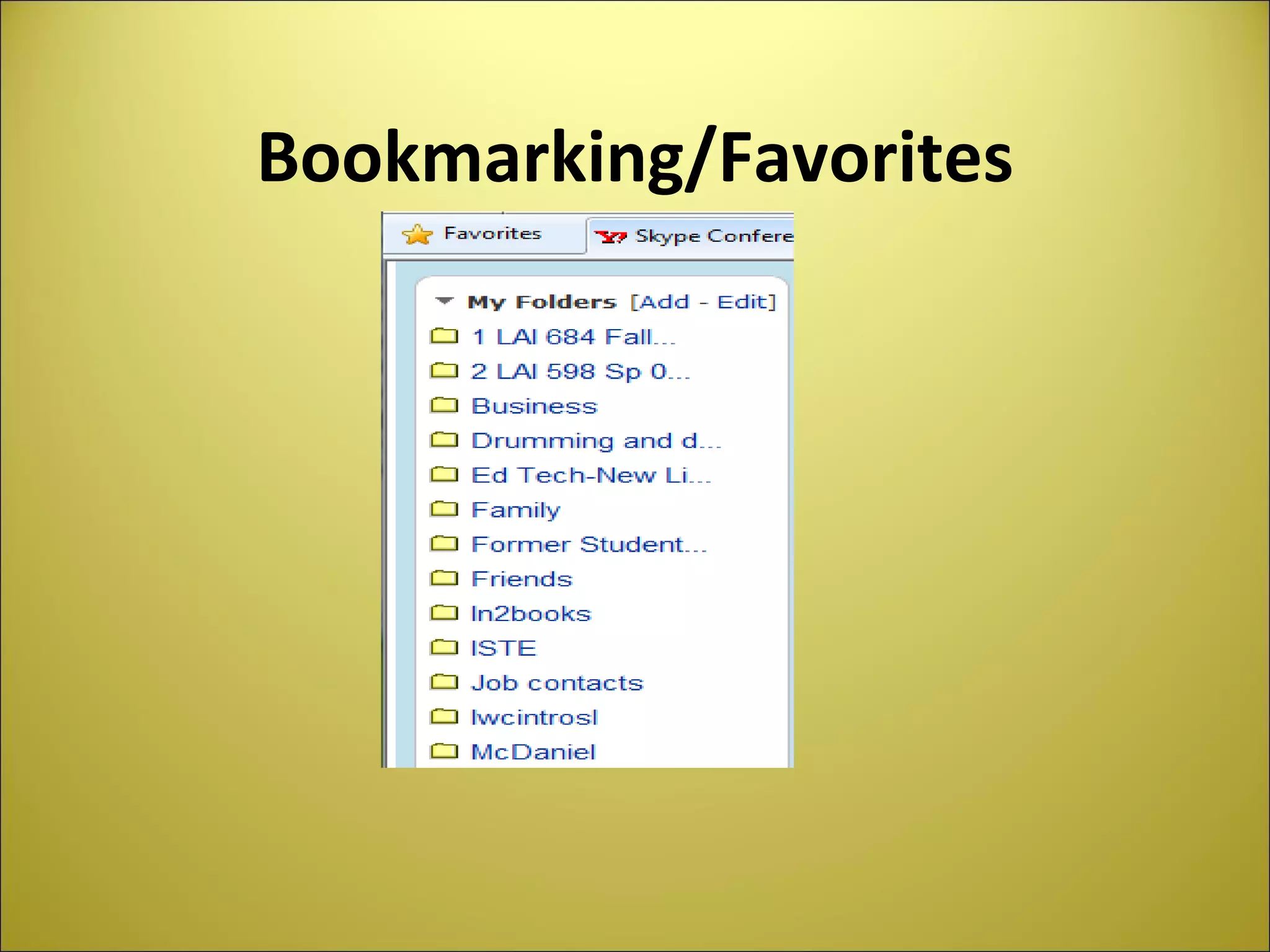 Bookmarking/Favorites