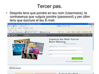 Tercer pas. Després tens que pondre en teu nom (Usermane), la contrasenya que vulguis pondre (password) y per últim tens que escriure el teu E-mail. 
