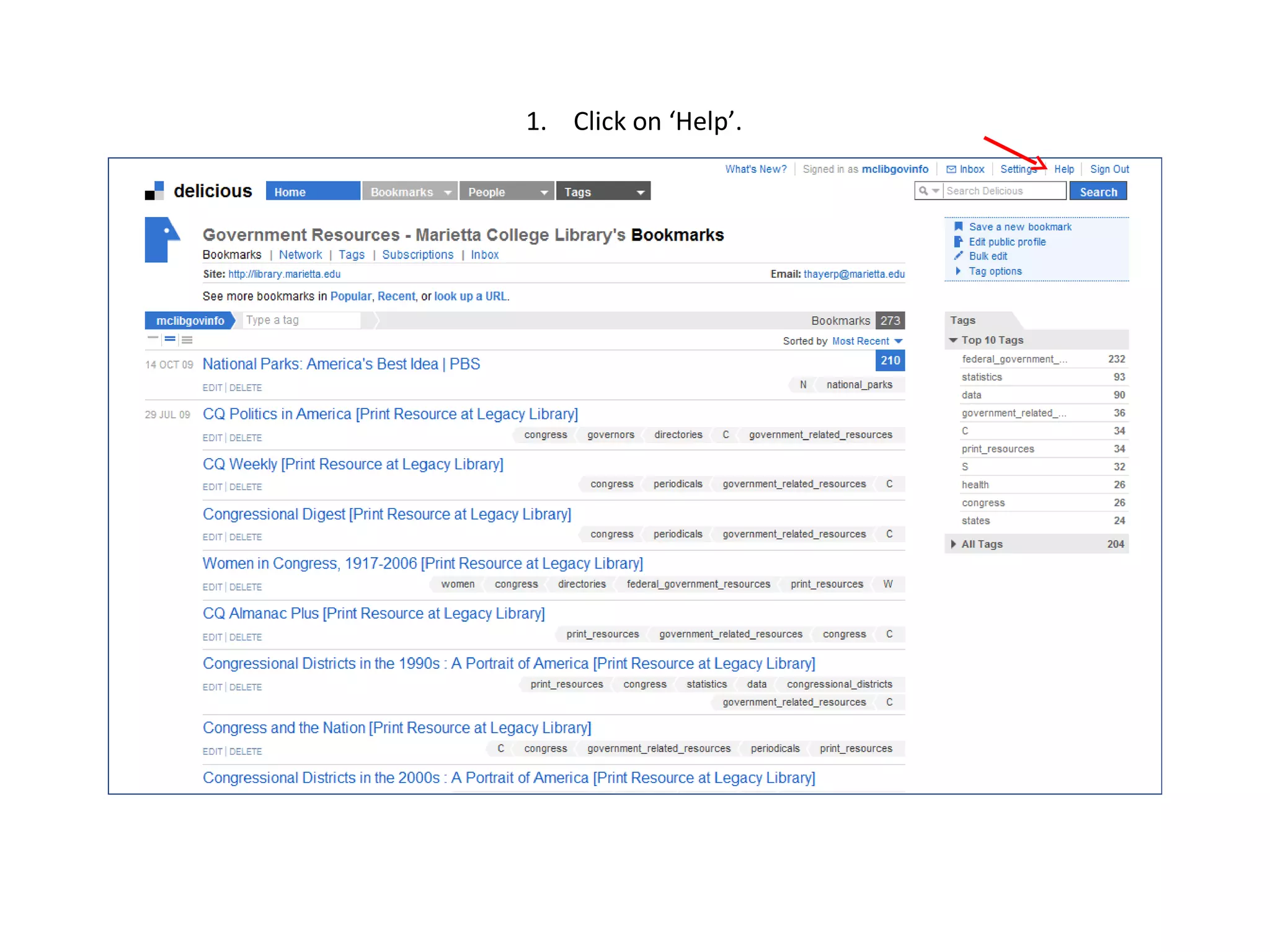 Click on ‘Help’.