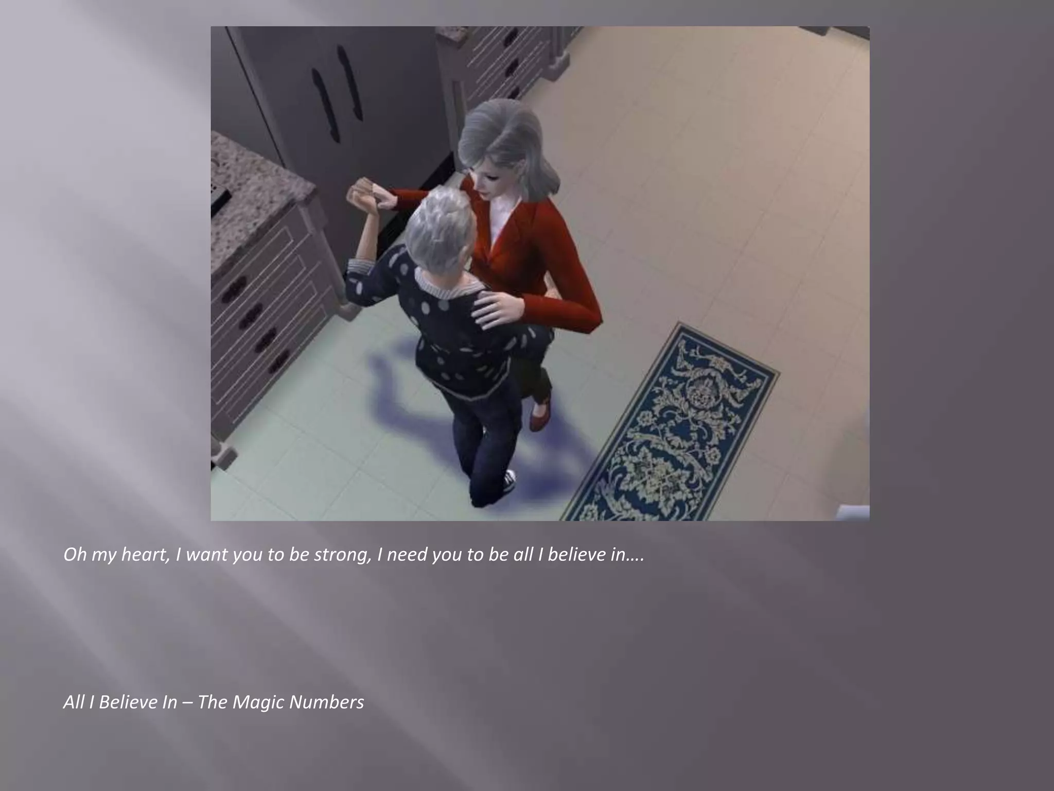 Oh my heart, I want you to be strong, I need you to be all I believe in….All I Believe In – The Magic Numbers