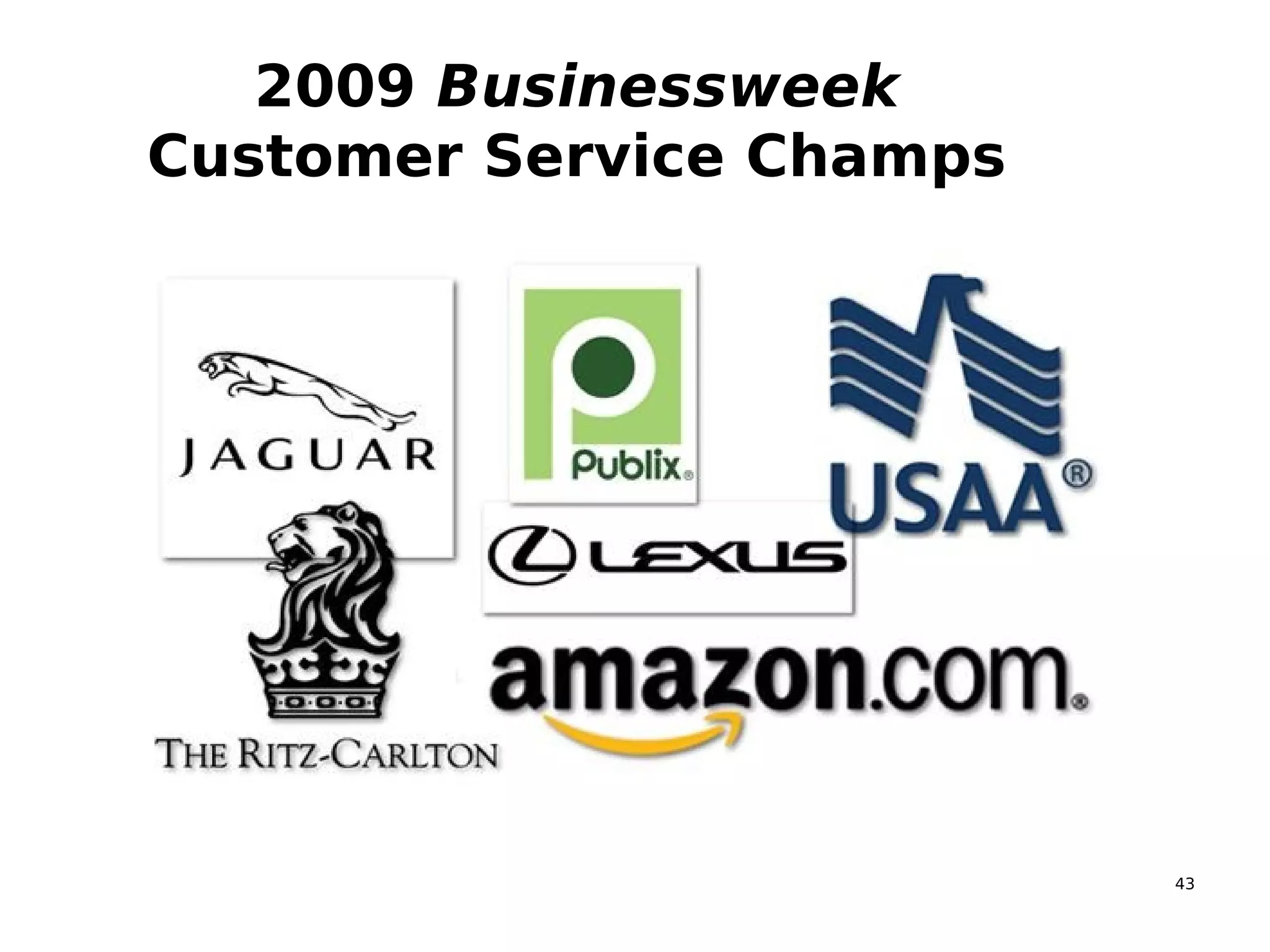 43
2009 Businessweek
Customer Service Champs
 