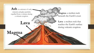 Lava
Magma
Magma- a molten rock
beneath the Earth’s crust
Lava- a molten rock that
reaches the Earth’s surface
during volc...