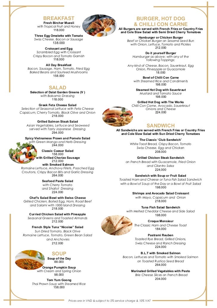 The Press Club Hanoi Deli Menu September 2012