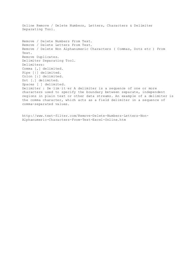 Delimiters Comma Pipe Colon Dot Spaces Delimited Text Separating Tool